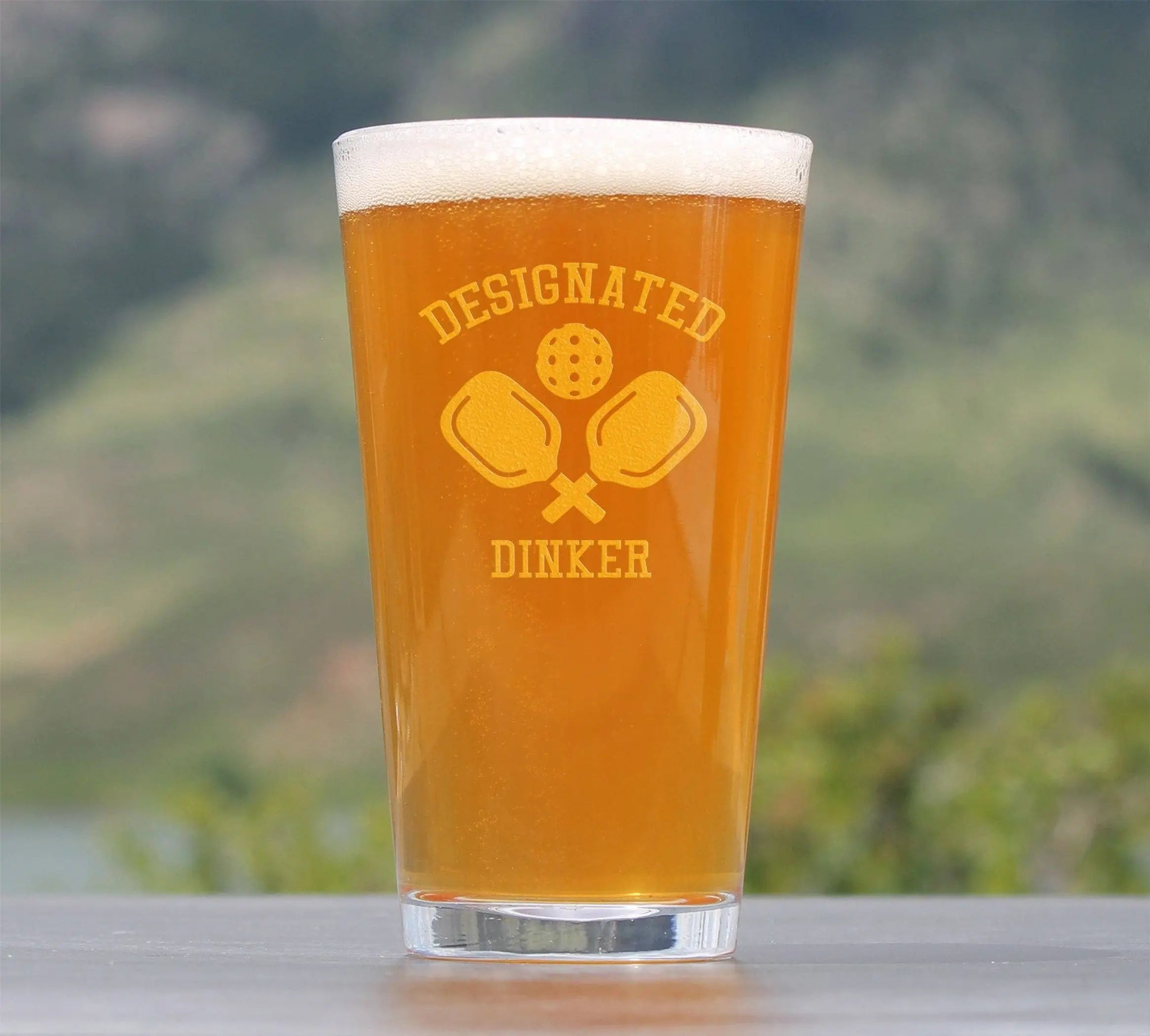 Designated Dinker Pint Glass for Beer - Pickleball Gifts Bevvee