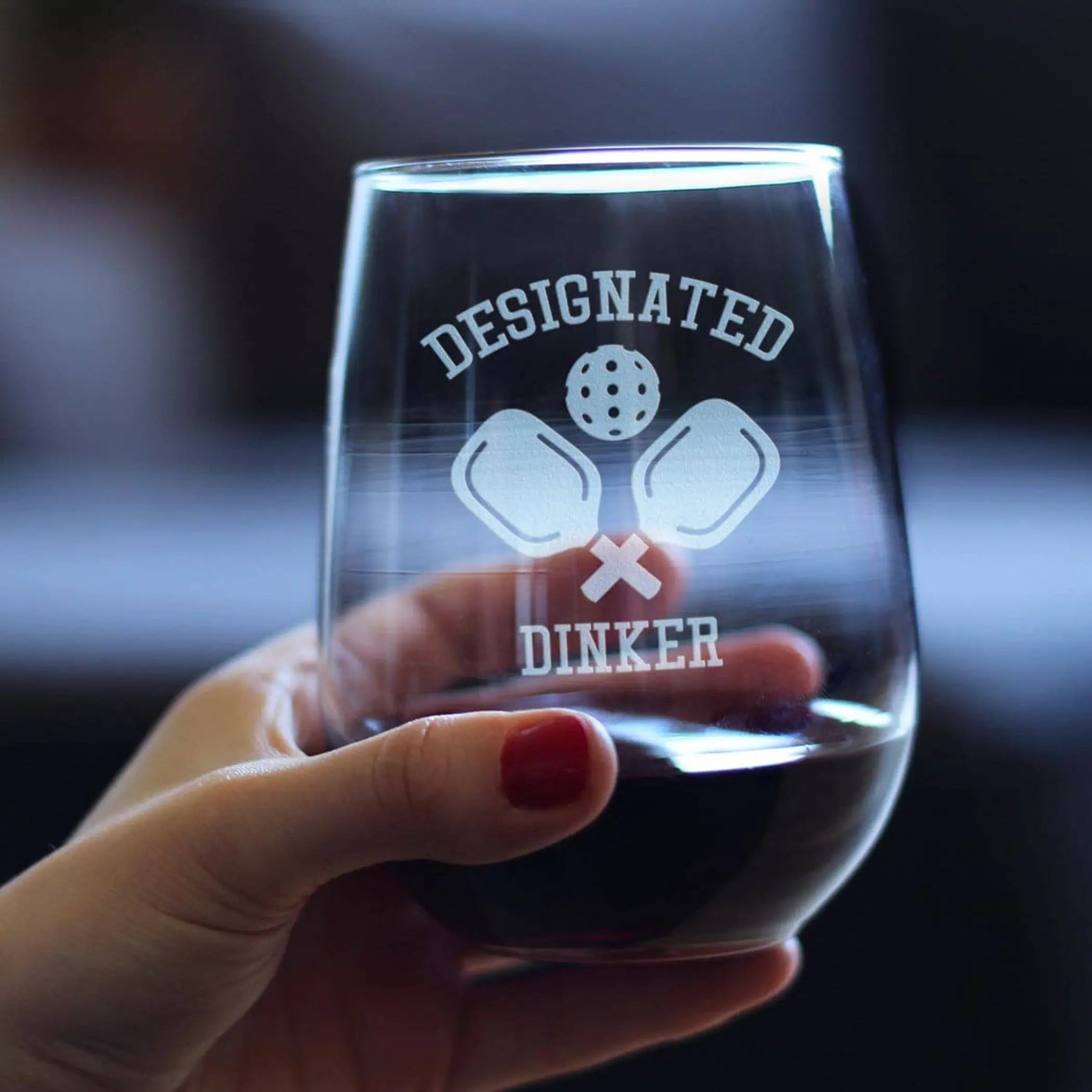 Designated Dinker Stemless Wine Glass - Pickleball Gifts Bevvee