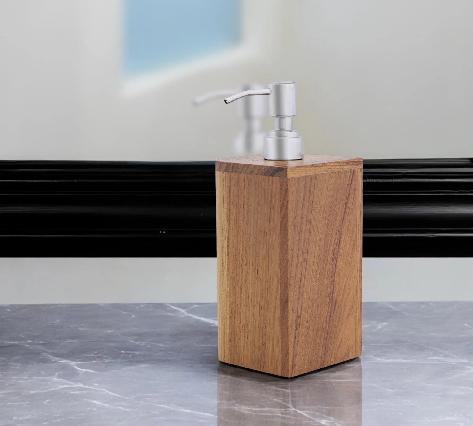 Designer Genuine Teak Soap Dispenser Homeroots Bed & Bath