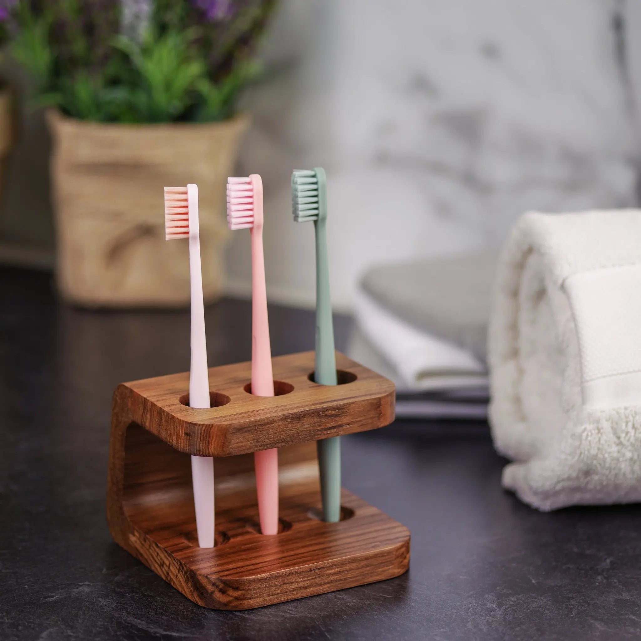 Designer Genuine Teak Toothbrush Holder Homeroots Bed & Bath