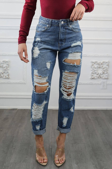 Destroyed and Ripped Maxed Out Boyfriend Jeans SurelyMine