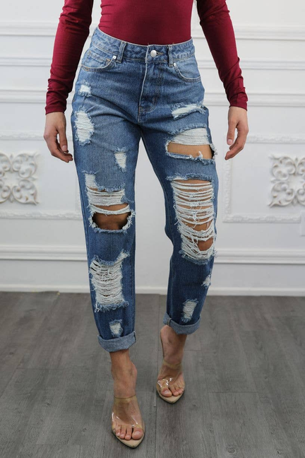 Destroyed and Ripped Maxed Out Boyfriend Jeans SurelyMine