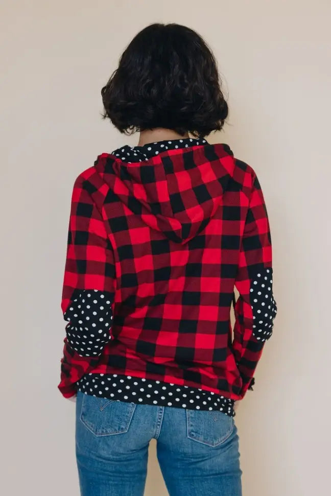 Deuce Plaid Polka Dot Hoodie Stay Warm in Style