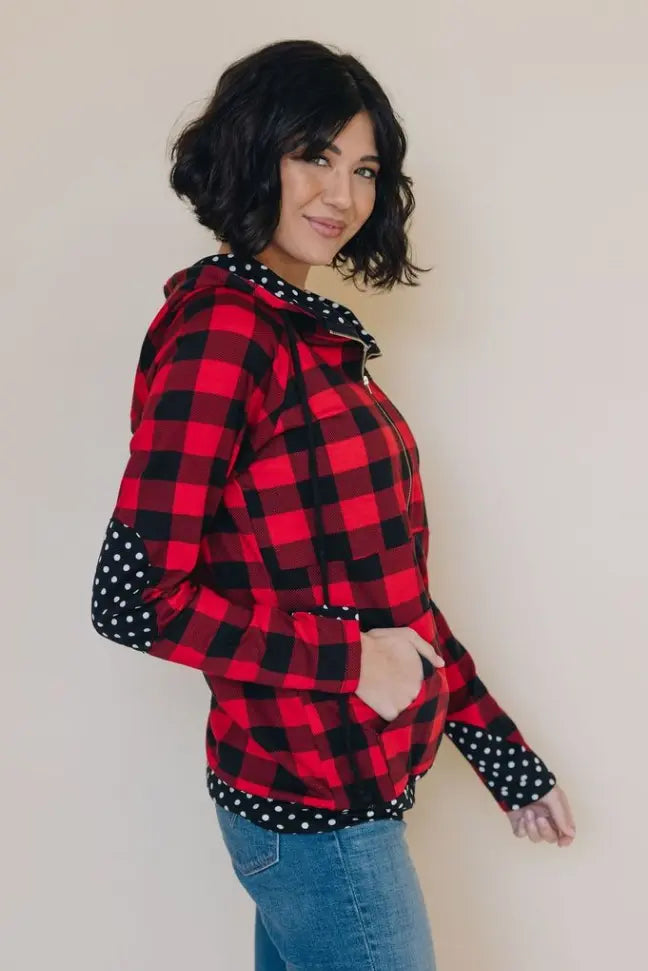 Deuce Plaid Polka Dot Hoodie Stay Warm in Style