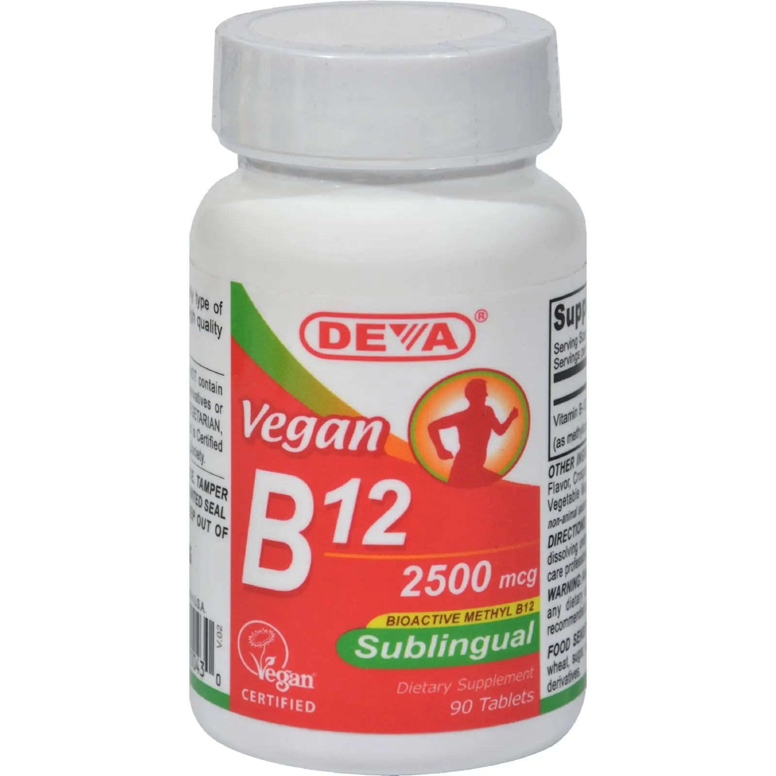 Deva Vegan Vitamins - Sublingual B-12 2500mcg - 90 Tablets Deva Vegan Vitamins