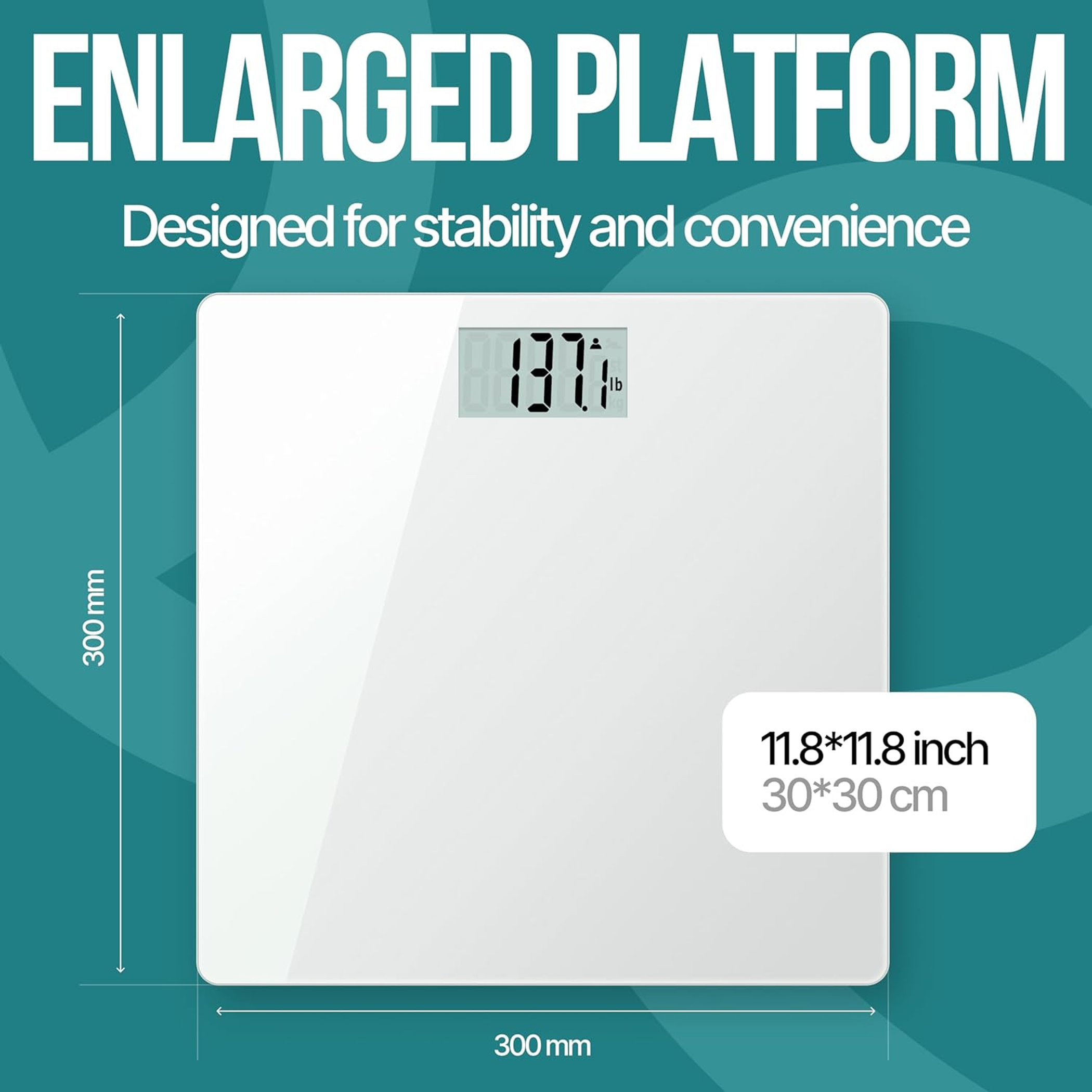 Digital Bathroom Scale for Body Weight EziGo Large Platform 12 inch 30cm EziGo