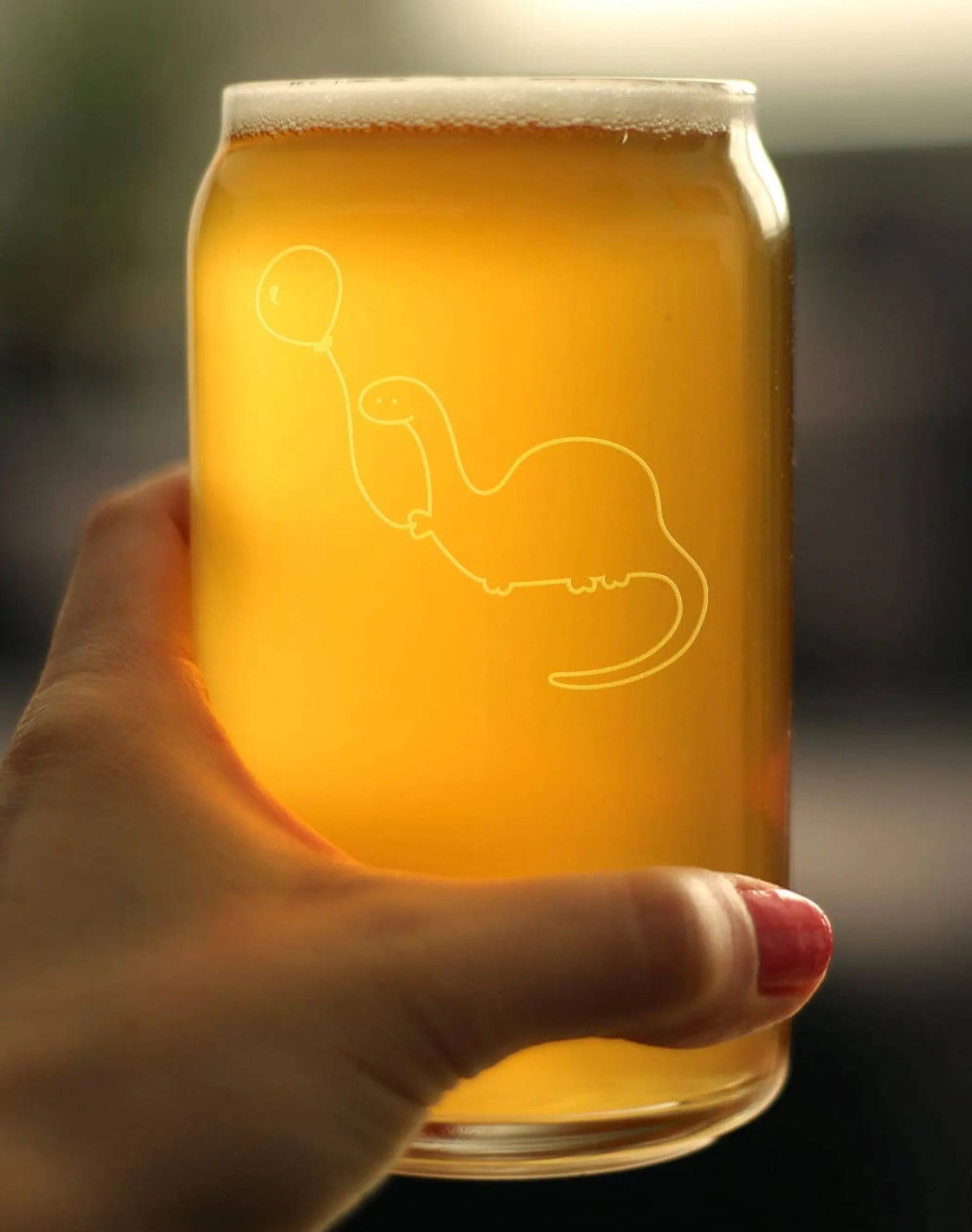 Dinosaur Balloon Beer Can Pint Glass - Funny Birthday Gifts Bevvee