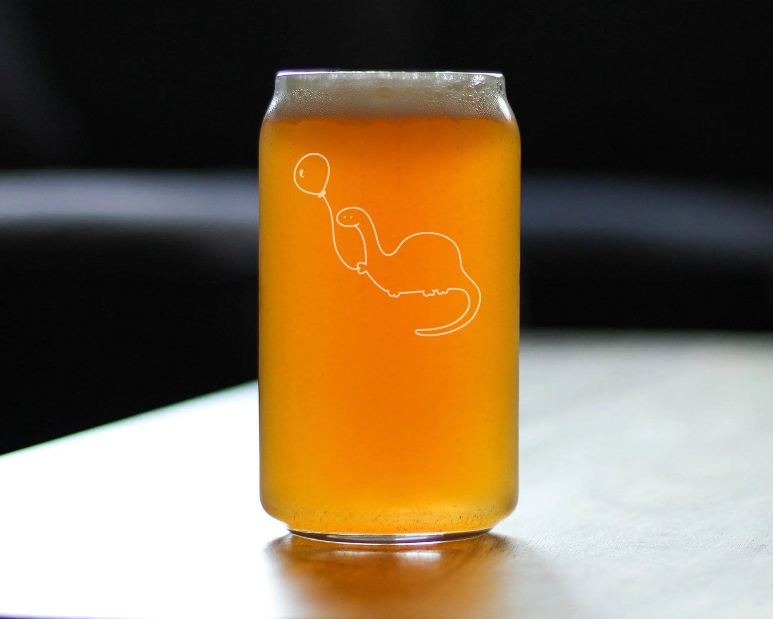 Dinosaur Balloon Beer Can Pint Glass - Funny Birthday Gifts Bevvee