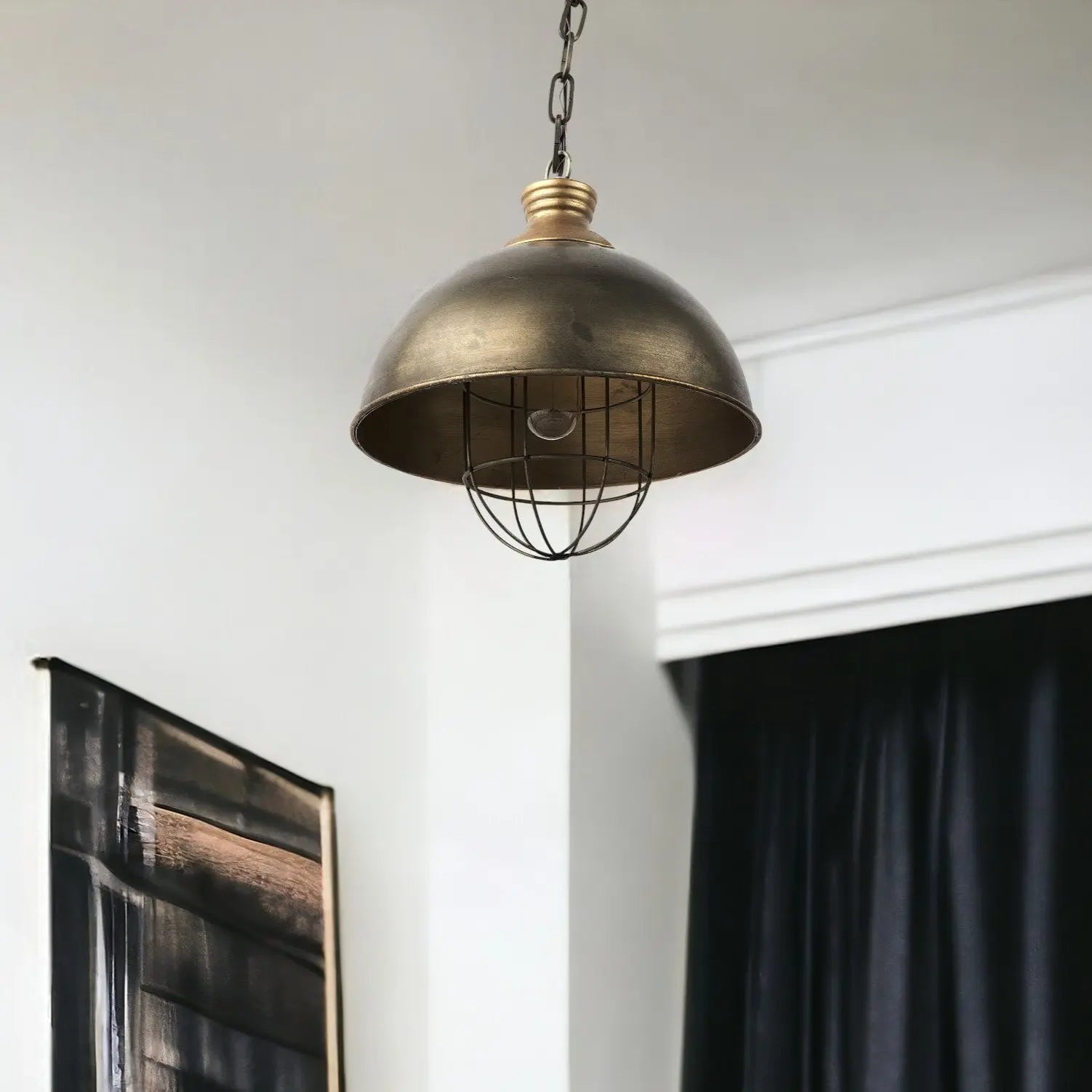 Distressed Bronze Metal Dome Hanging Light Homeroots Lighting