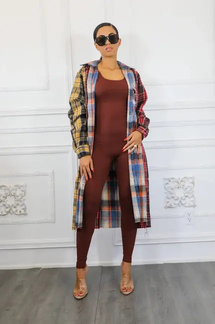 Distressed Long Plaid Patches Shacket SurelyMine