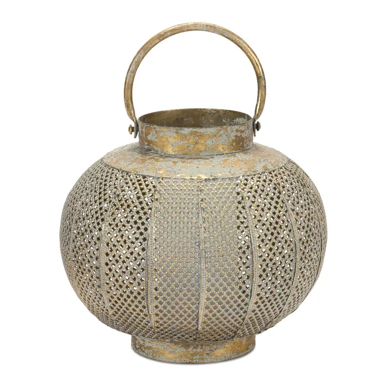 Distressed Punched Metal Lantern Melrose International