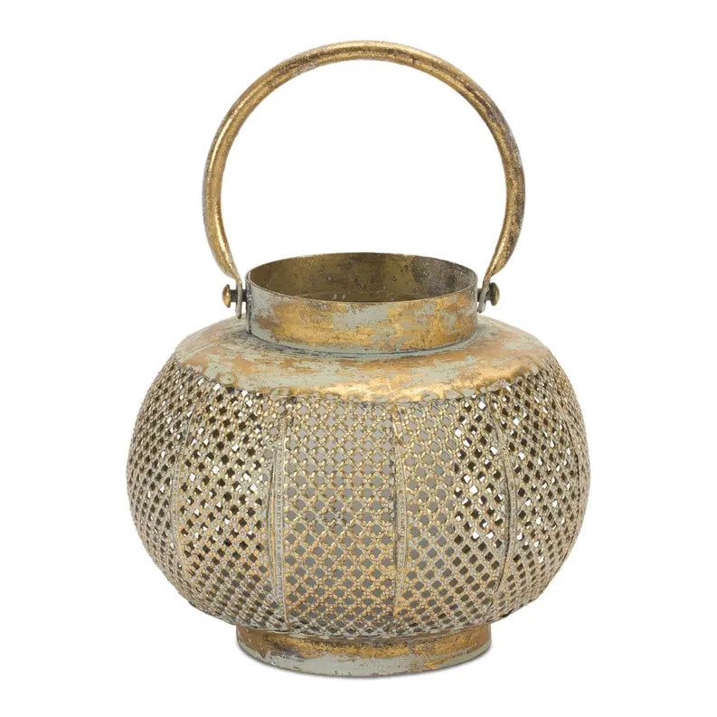 Distressed Punched Metal Lantern Melrose International