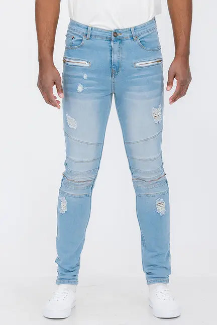 Distressed Zip Jeans WEIV
