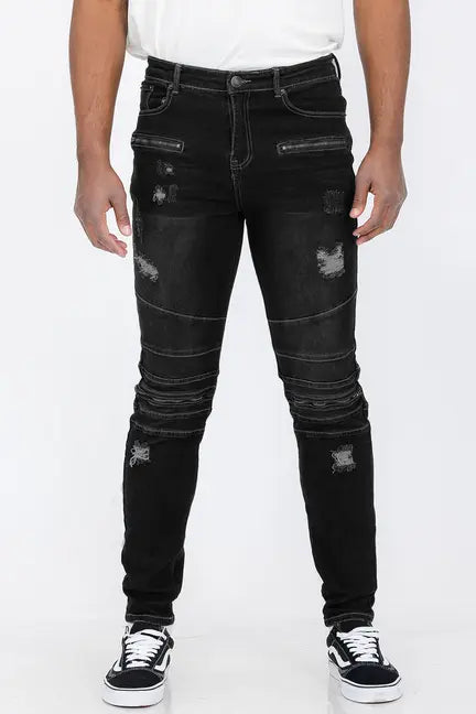Distressed Zip Jeans WEIV