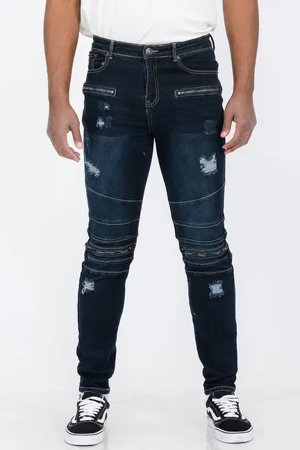 Distressed Zip Jeans WEIV