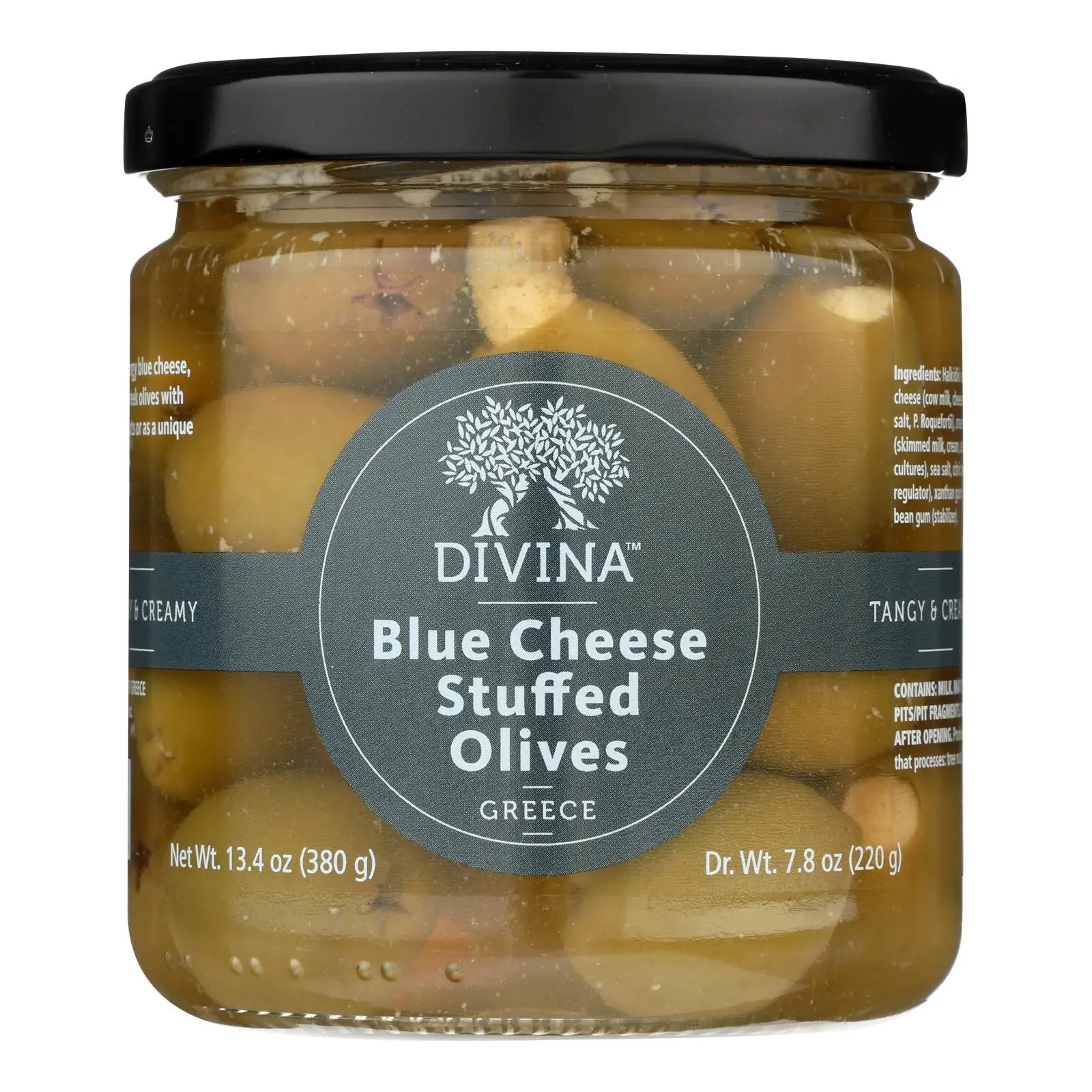 Divina - Olives Stuffed With Blue Cheese - Case Of 6 - 7.8 Oz. Divina