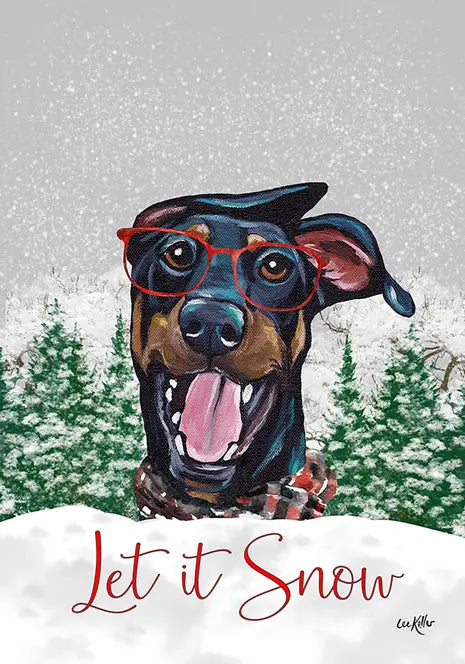 Doberman  - Hippie Hound Studios Christmas  House and Garden Flags Best of Breed