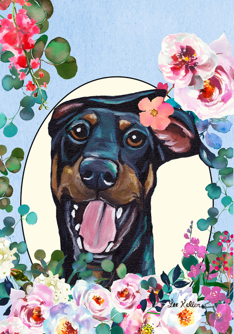 Doberman  - Hippie Hound Studios Spring  House and Garden Flags Best of Breed