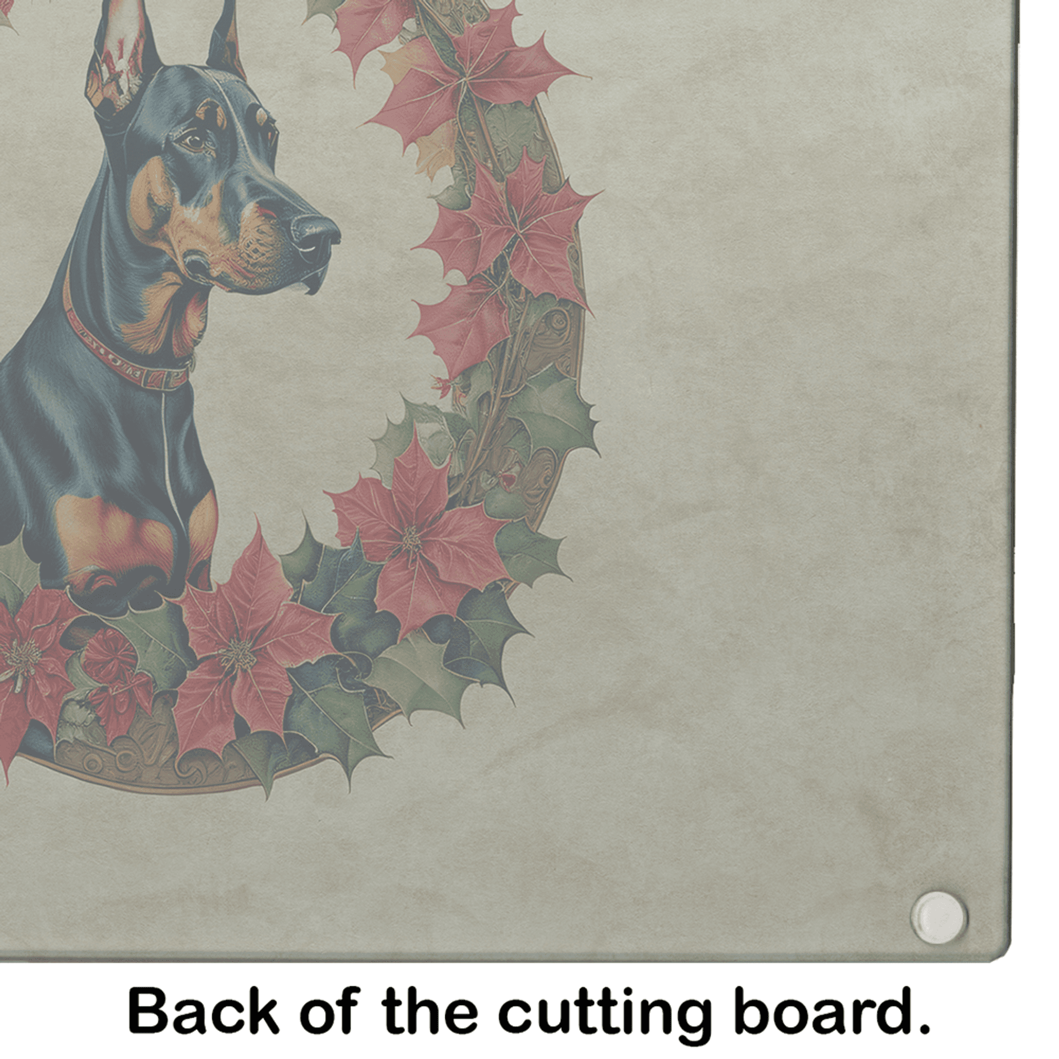 Doberman Pinscher Christmas Flowers Glass Cutting Board Caroline's Treasures