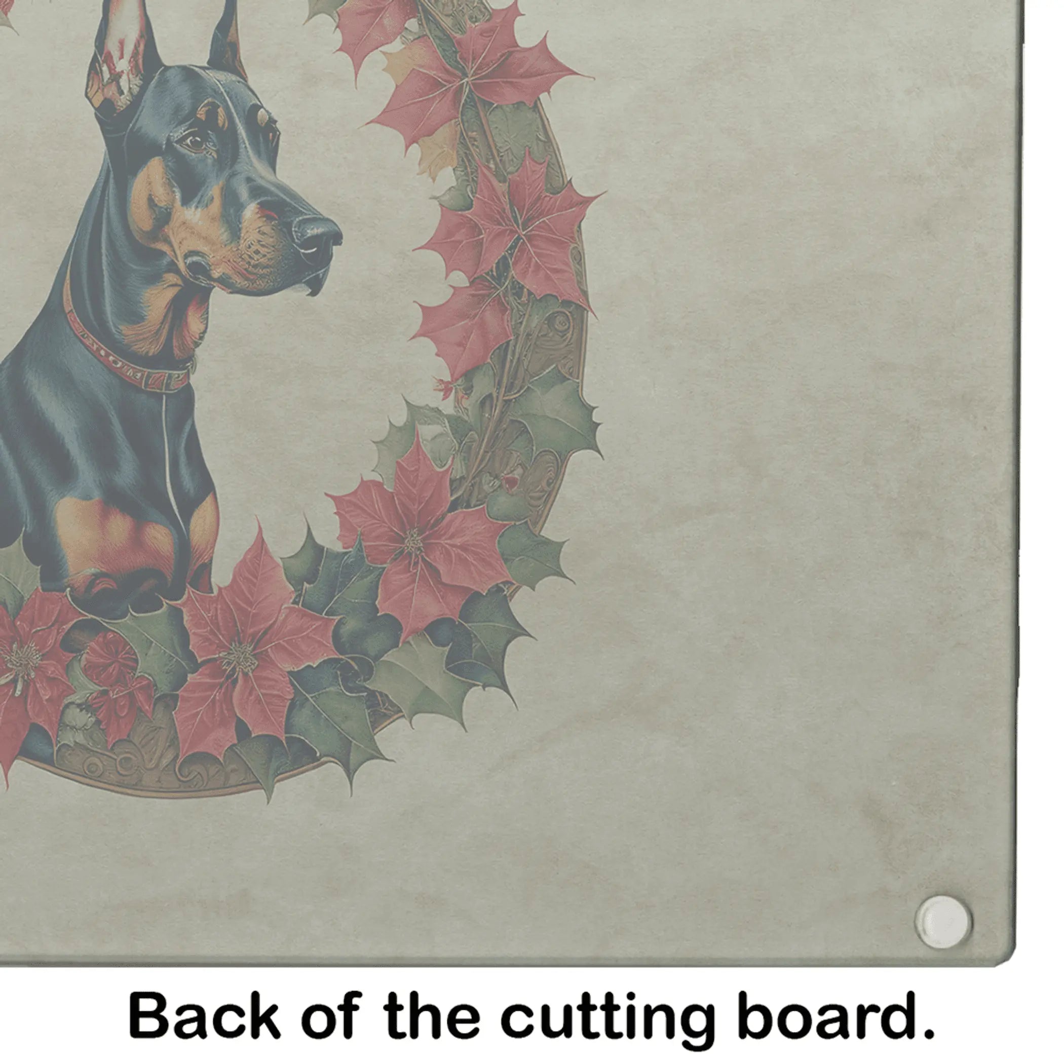 Doberman Pinscher Christmas Flowers Glass Cutting Board Caroline's Treasures