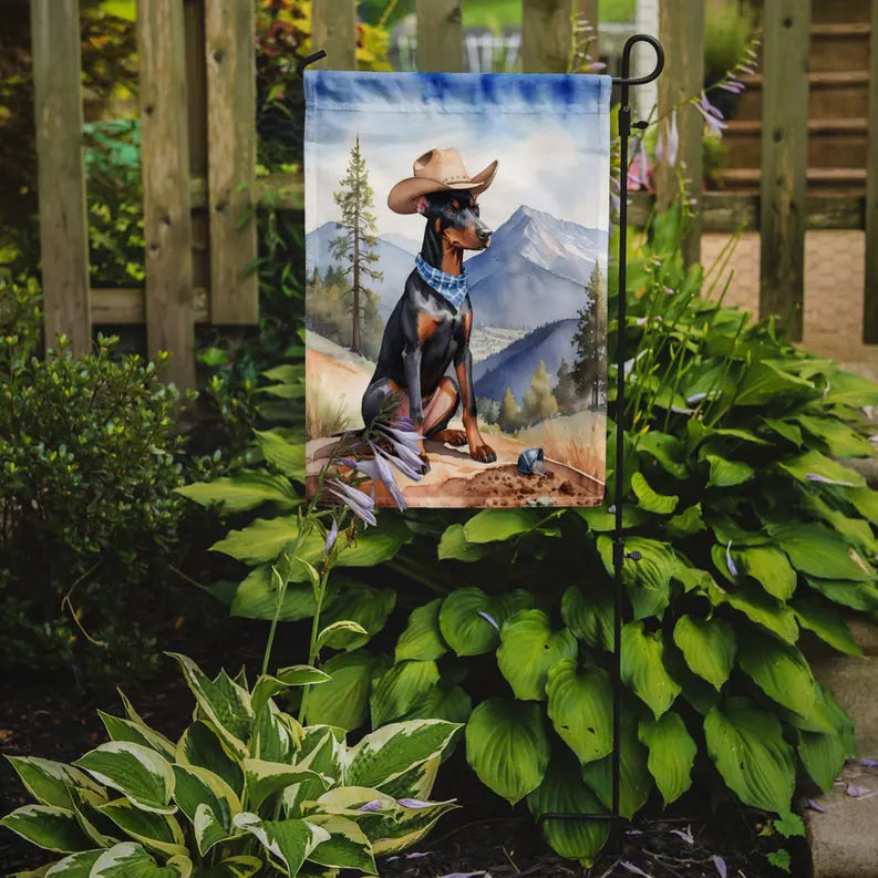 Doberman Pinscher Cowboy Welcome Garden Flag Caroline's Treasures