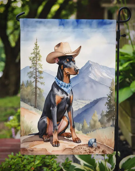 Doberman Pinscher Cowboy Welcome Garden Flag Caroline's Treasures