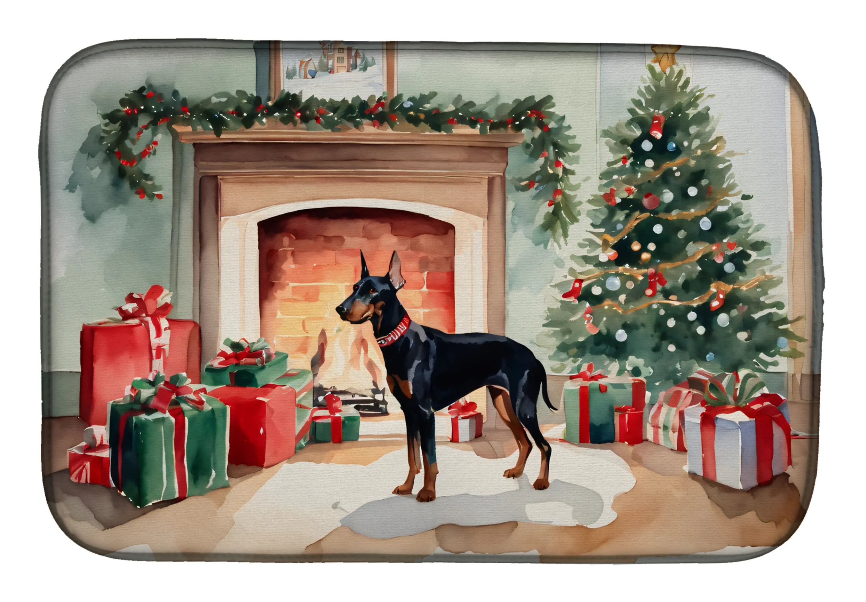 Doberman Pinscher Cozy Christmas Dish Drying Mat Caroline's Treasures