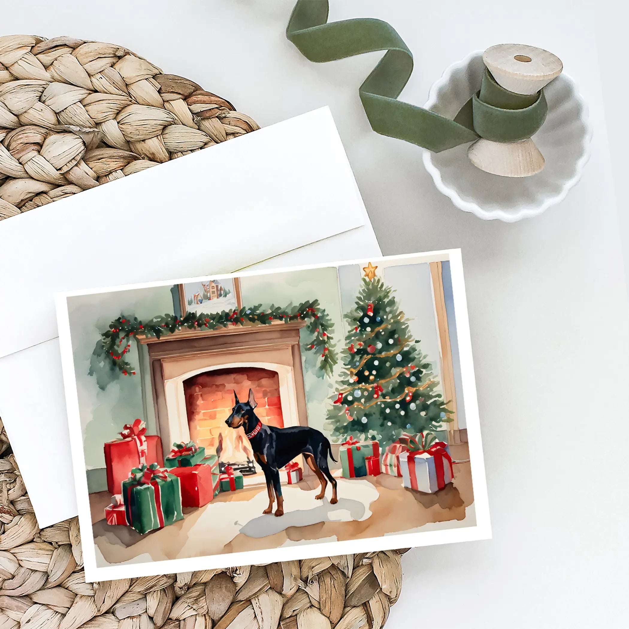 Doberman Pinscher Cozy Christmas Greeting Cards Pack of 8 Caroline's Treasures