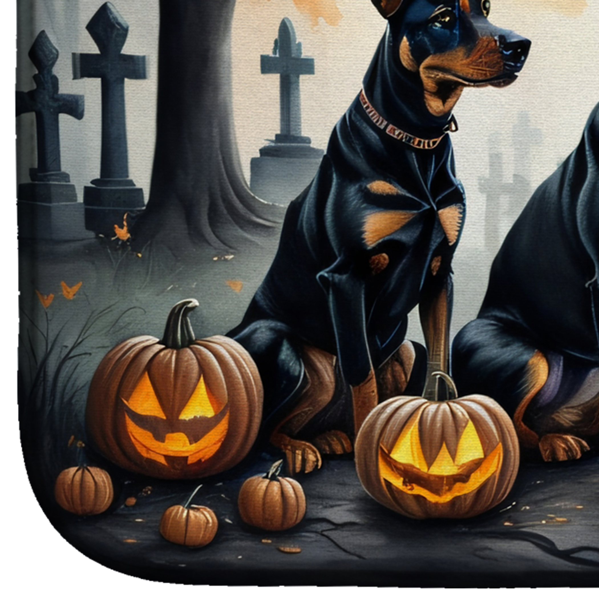 Doberman Pinscher Spooky Halloween Dish Drying Mat Caroline's Treasures