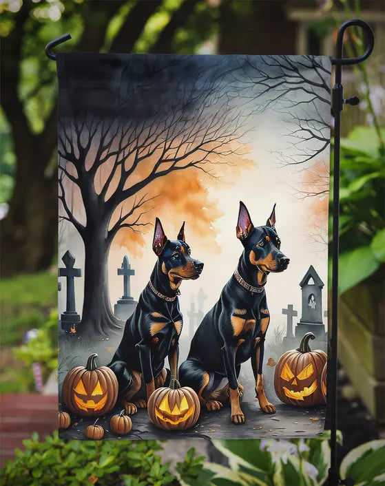Doberman Pinscher Spooky Halloween Garden Flag Caroline's Treasures