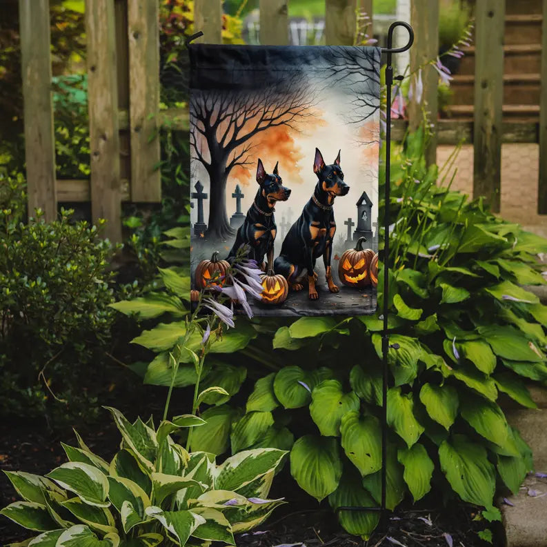 Doberman Pinscher Spooky Halloween Garden Flag Caroline's Treasures