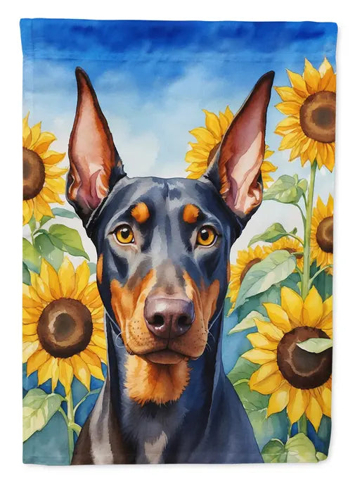 Doberman Pinscher in Sunflowers Garden Flag Caroline's Treasures