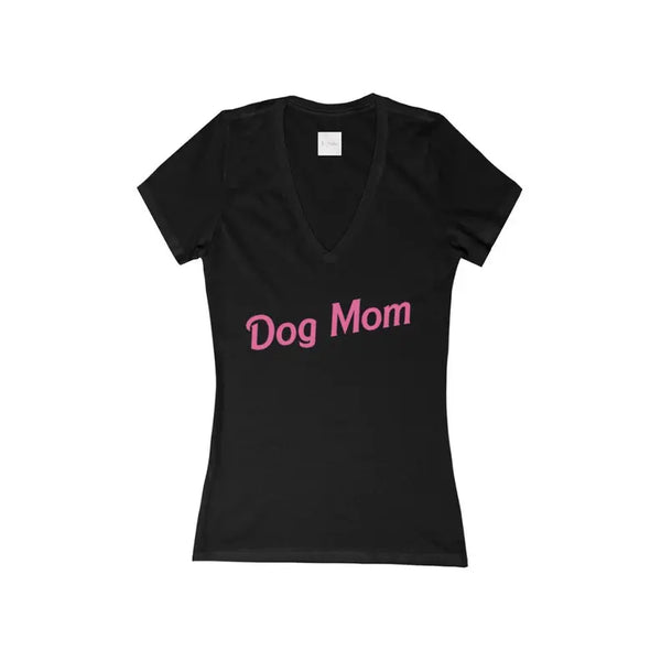 Dog Mom- Women's Jersey Short Sleeve Deep V-Neck Tee Bark Fifth Avenue