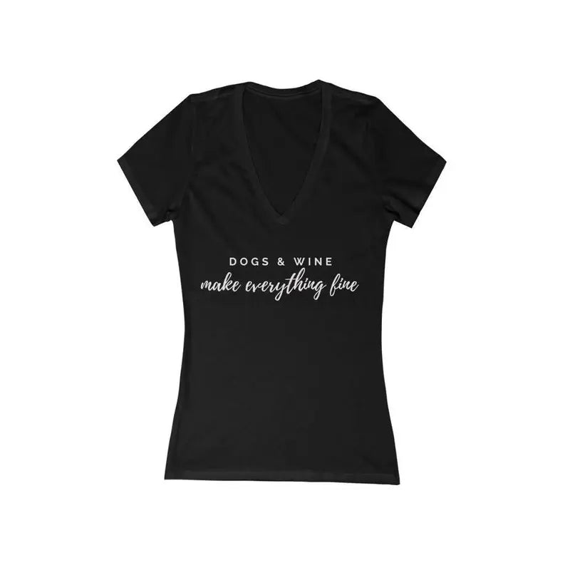 Dogs & Wine - Women's Jersey Short Sleeve Deep V-Neck Tee Bark Fifth Avenue