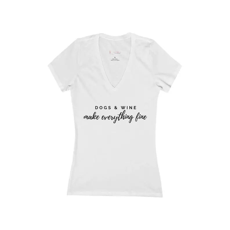 Dogs & Wine - Women's Jersey Short Sleeve Deep V-Neck Tee Bark Fifth Avenue