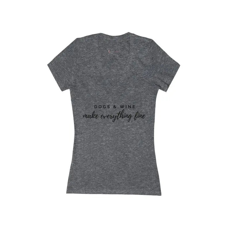 Dogs & Wine - Women's Jersey Short Sleeve Deep V-Neck Tee Bark Fifth Avenue