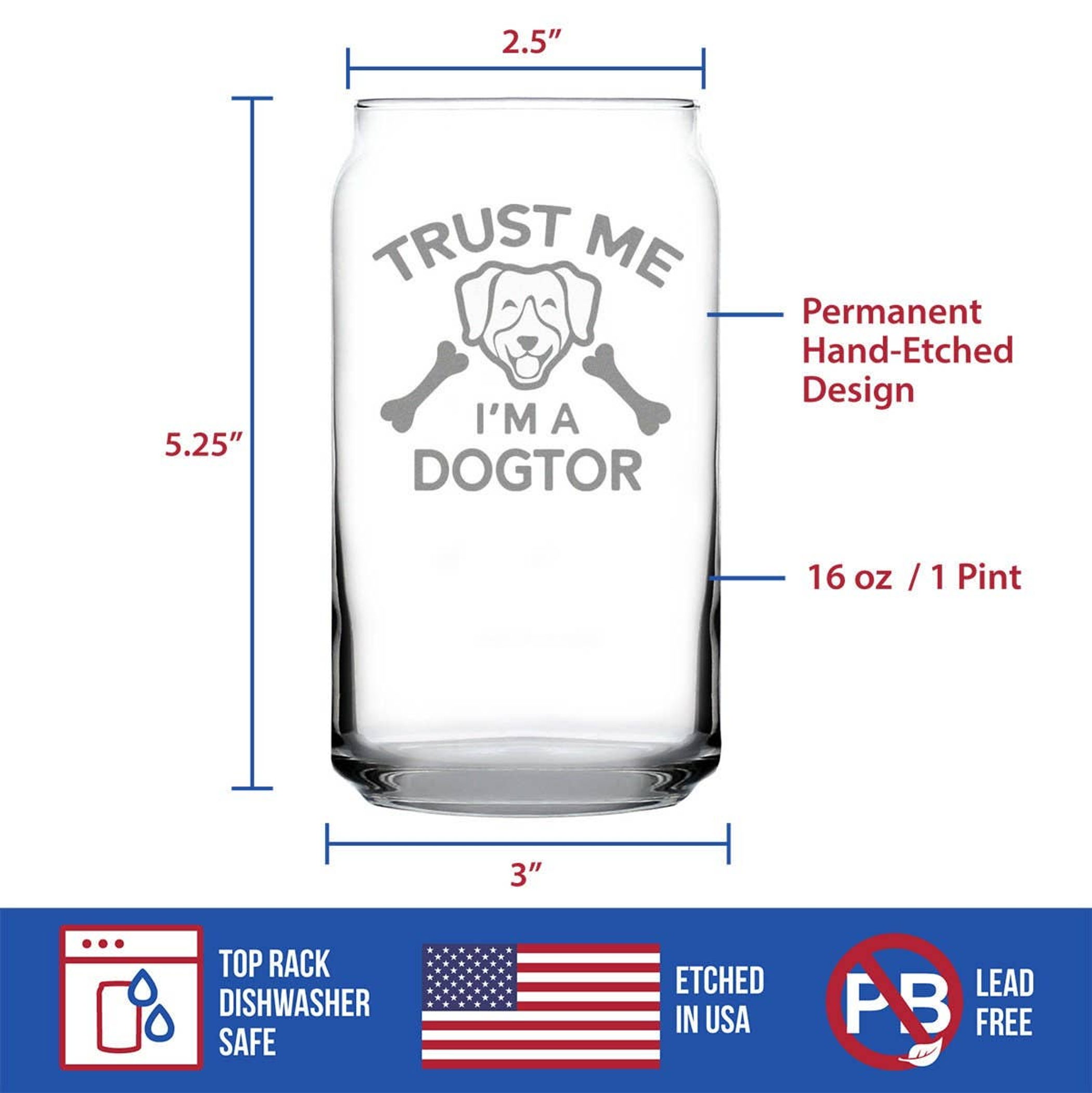 Dogtor Beer Can Pint Glass - Veterinarians Gifts and Decor Bevvee