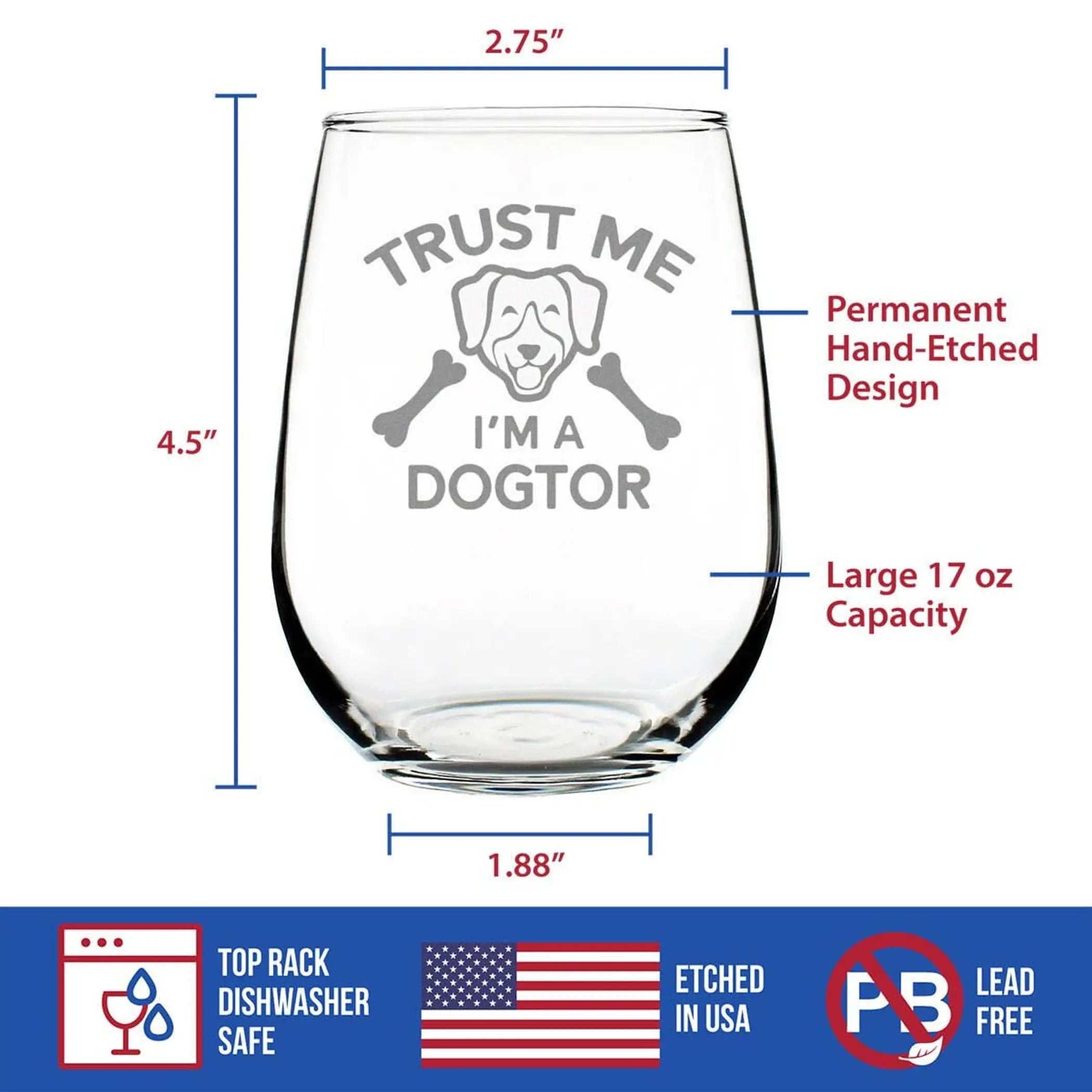 Dogtor Stemless Wine Glass - Veterinarians Gifts and Decor Bevvee