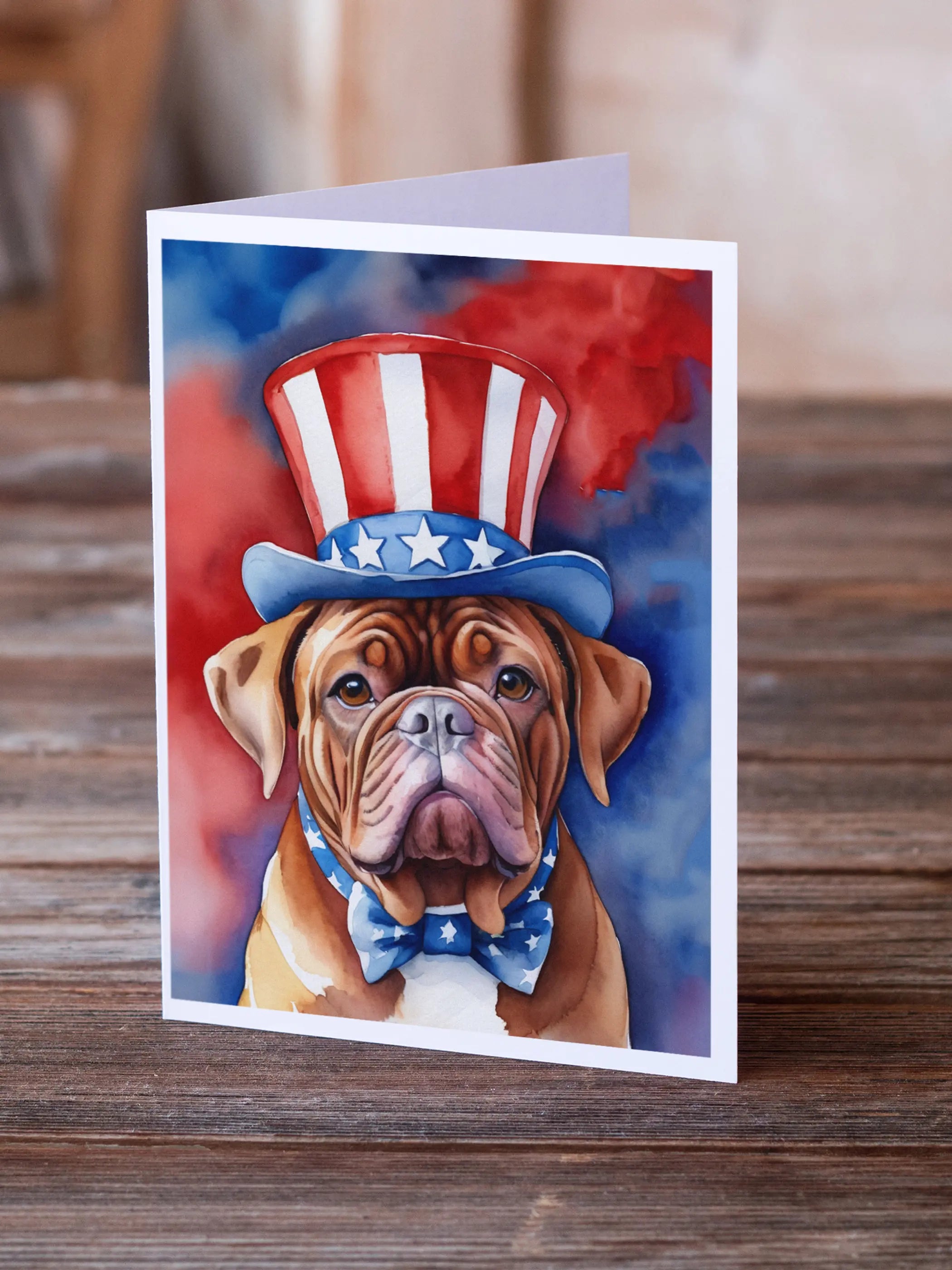 Dogue de Bordeaux Patriotic American Greeting Cards Pack of 8 Caroline's Treasures