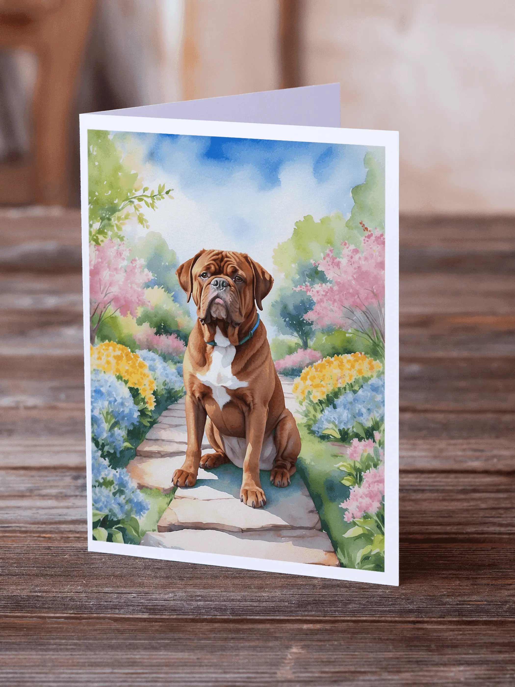 Dogue de Bordeaux Spring Path Greeting Cards Pack of 8 Caroline's Treasures