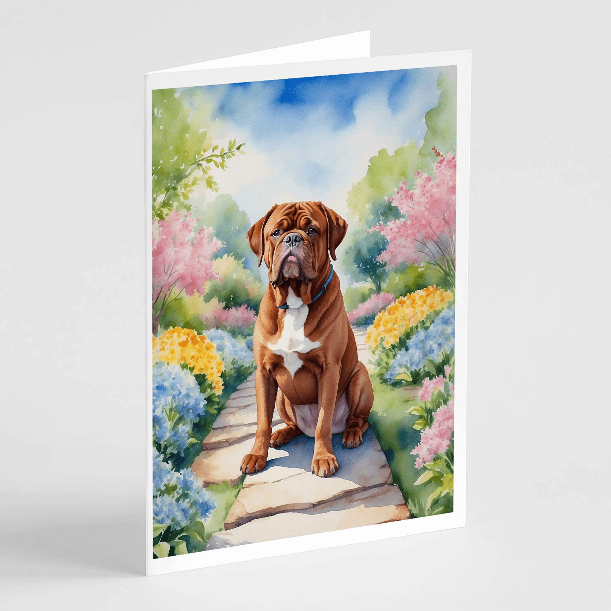 Dogue de Bordeaux Spring Path Greeting Cards Pack of 8 Caroline's Treasures
