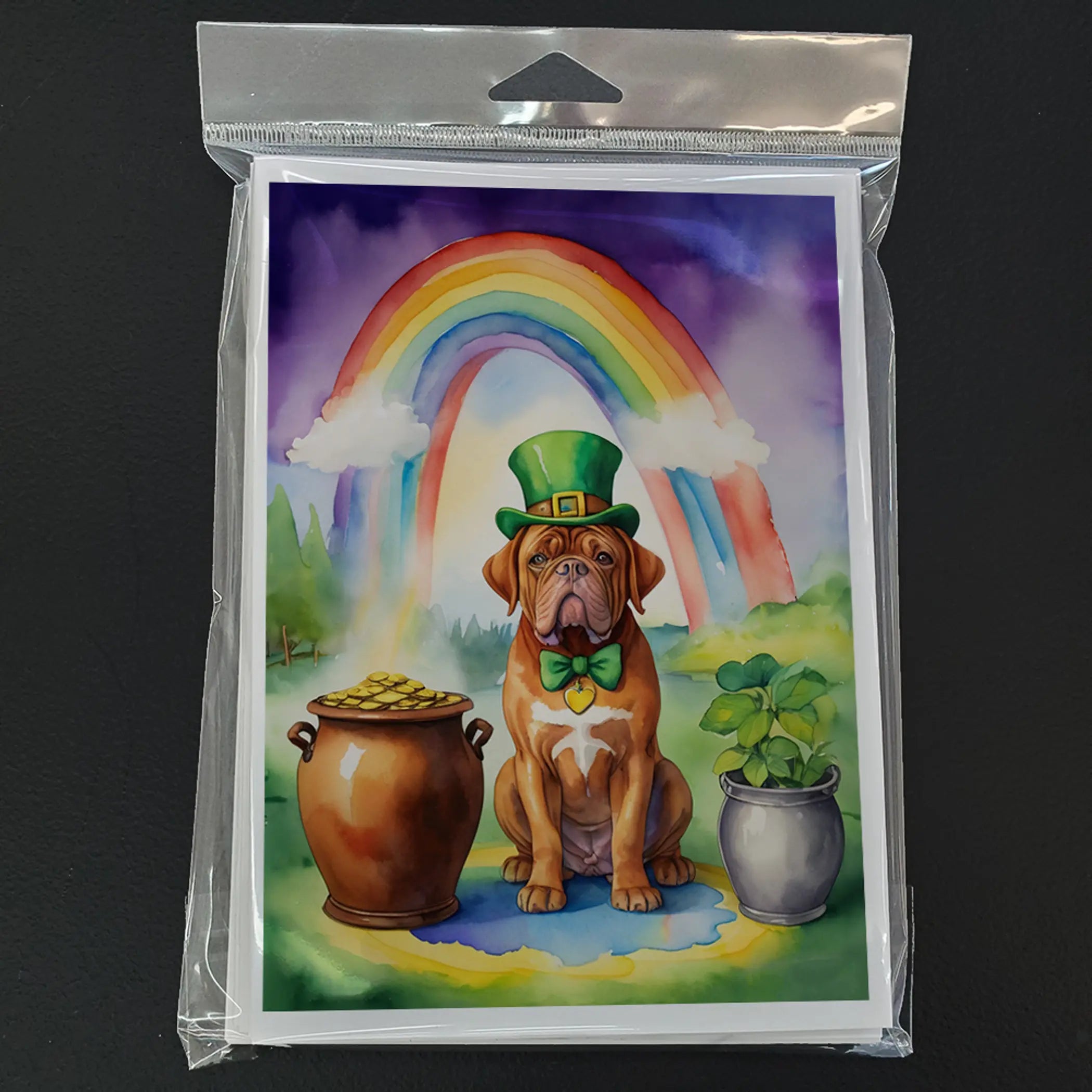 Dogue de Bordeaux St Patrick's Day Greeting Cards Pack of 8 Caroline's Treasures