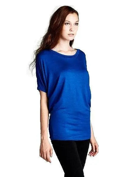 Dolman Short Sleeves Top Blue SurelyMine