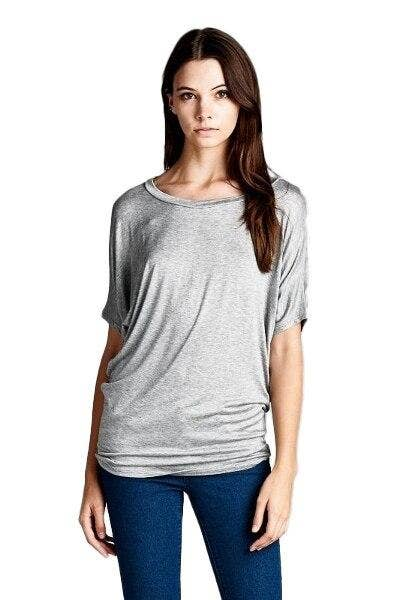 Dolman Short Sleeves Top Grey SurelyMine