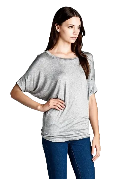 Dolman Short Sleeves Top Grey SurelyMine