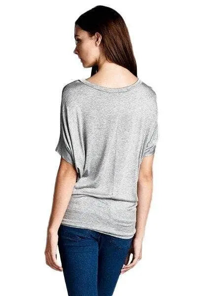 Dolman Short Sleeves Top Grey SurelyMine