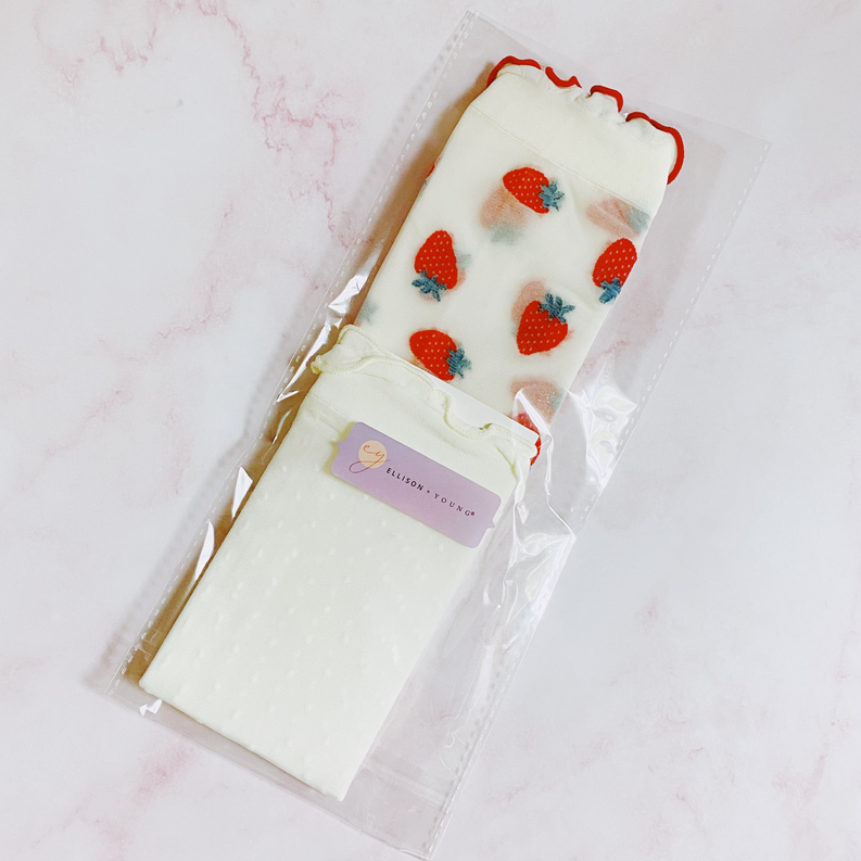 Dots And Strawberries Sheer Socks Ellison+Young