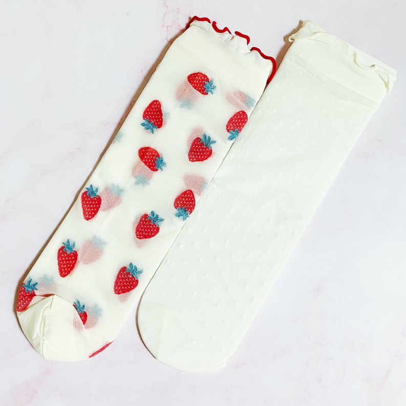 Dots And Strawberries Sheer Socks Ellison+Young