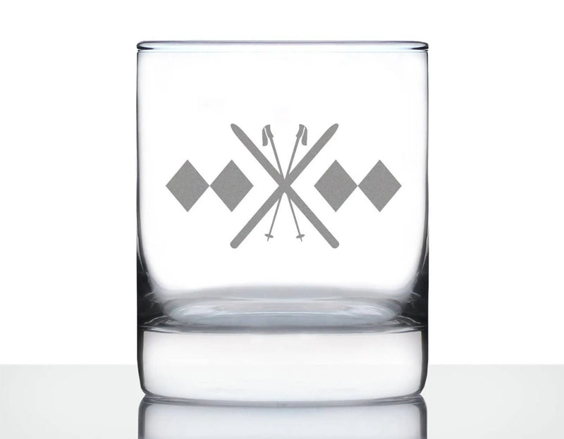 Double Black Diamond Whiskey Rocks Glass - Skiing Gifts Bevvee