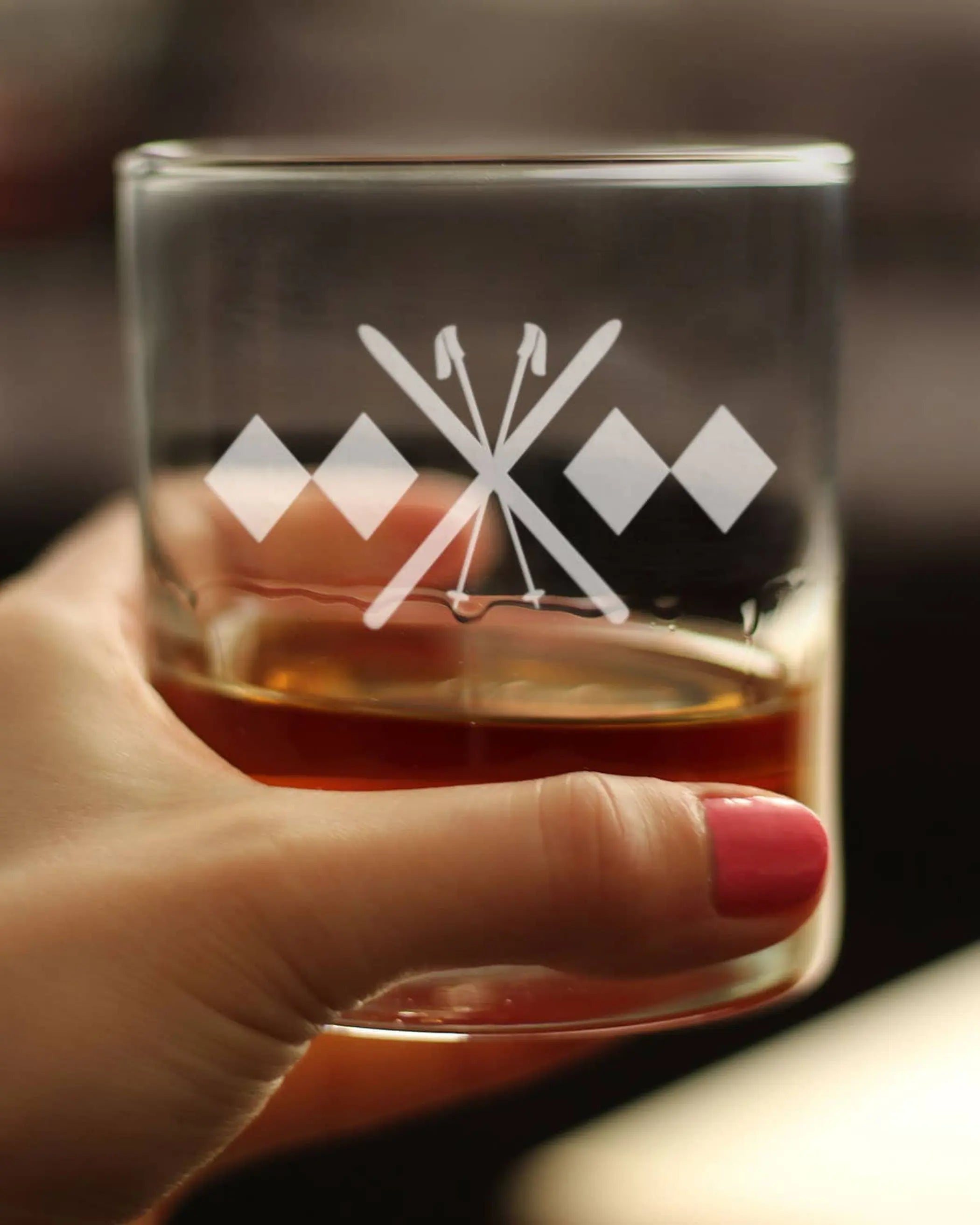 Double Black Diamond Whiskey Rocks Glass - Skiing Gifts Bevvee